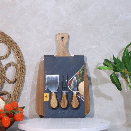 طقم/4 مجراد +سكينة+شوكة فواكة + لوح خشب مربع A74/7 =ع3