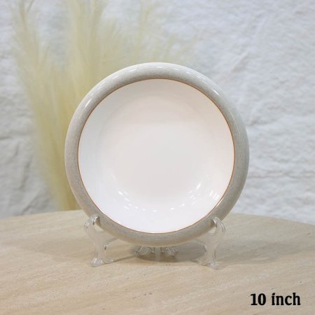 صحن مدور جور 10" بحيف ميلامين ابيض لميع اطار موشح سكني A44/4 =ع1