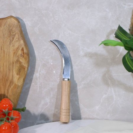 سكينة منحنية ستانلس ستيل يد خشب تقشير فواكة A74/5 =ع3