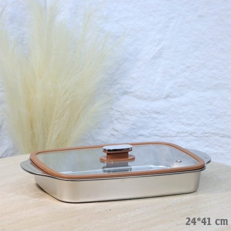 طبروير ستانلس ستيل 41*24سم مستطيل غطا زجاج حيف سلكون A38/14 =ع2