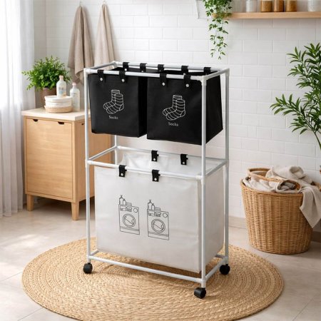 ستاند 3 سلة للغسيل 57*28*97سم بلاستك تركيب A122/2 =ع4