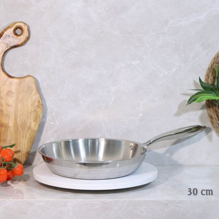 مقلى 30سم ستانلس ستيل  يد طويل A38/18 =ع2