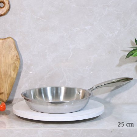 مقلى 25سم ستانلس ستيل  يد طويل A38/17 =ع2