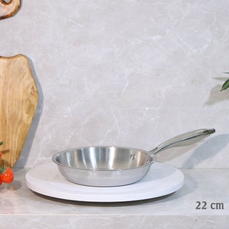 مقلى 22سم ستانلس ستيل  يد طويل A38/16 =ع2