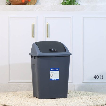 سطل مهملات مروحة 40لتر مستطيل بلاستك سكني غامق A59/2 =ع2