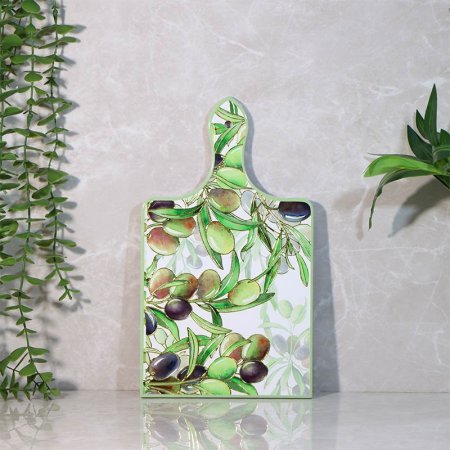 كوستر سيراميك مرسم زيتون اخضر مذهب مربع بيد A156/1 =ع4