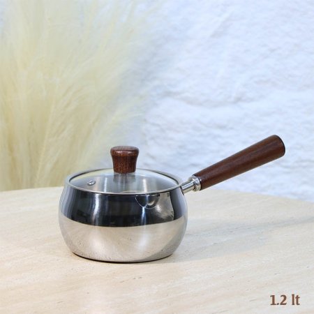 كسرولة ستانلس ستيل 1.2 لتر يد خشب طويل  A38/5 =ع2