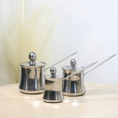 طقم بكارج/3 ستانلس ستيل 280/560/760مل بغطا يد مزخرف A74/11 =ع5