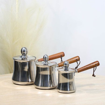 طقم بكارج/3 ستانلس ستيل 280/560/760مل بغطا يد خشب A74/12 =ع5