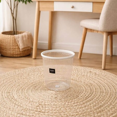 سلة مهملات اكرلك شفاف محزز اطار بلاستك كبس A213/21 =ع4