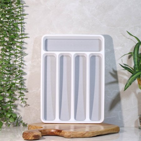 منظم جرار معالق 32*23سم بلاستك ابيض 5عين وجه جلد A213/32 =ع4