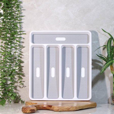 منظم جرار معالق 32*29سم بلاستك ابيض 5عين وجه جلد A213/33 =ع4