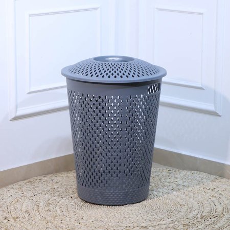 سلة غسيل مدور 43سم بلاستك سكني غامق مخرم EL167/6 =ع3