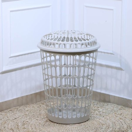 سلة غسيل مدور 43سم بلاستك بيج مخرم EL167/8 =ع3