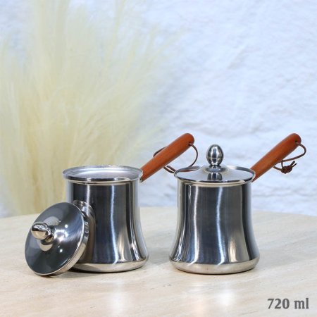 طقم بكارج قهوة/2 ستانلس ستيل 720مل يد خشب A38/4 =ع2