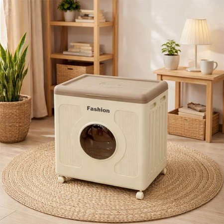 صندوق تخزين بلاستك مستطيل 59*40*63سم شكل غسالة بعجلات A213/35 =ع5