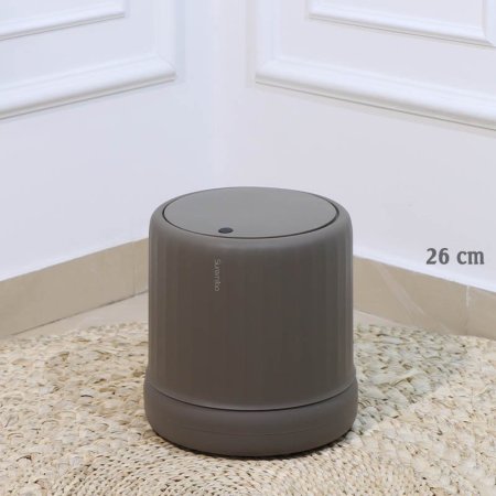 سطل مهملات دعسة بلاستك 26سم مدور سكني غامق محزز A59/8 =ع2