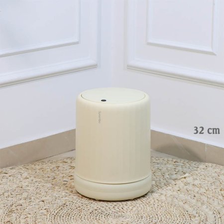 سطل مهملات كبس بلاستك 32سم بيج مدور محزز A59/9 =ع2