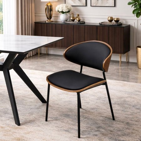 كرسي وجه جلد اسود نفخ بأرجل A130/10 =ع1