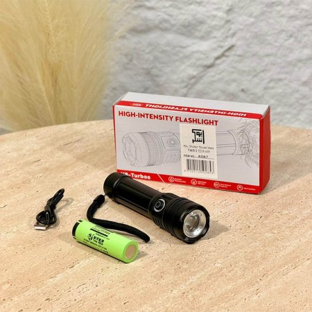 كشاف يد حديد اسود A104/7 بطارية شحن  =WW