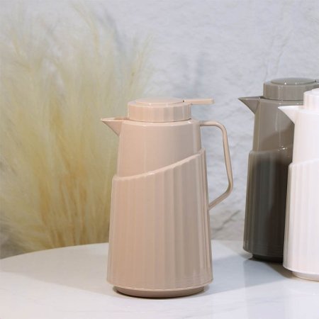 تيرموس قهوة 1 لتر ECO COCKER عنق ملس نصف محزز بلاستك ملون 103 ++ط5