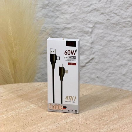 كيبل شحن 4 ب 1 طول 1 متر A136/3 قماش 60واط  =WW