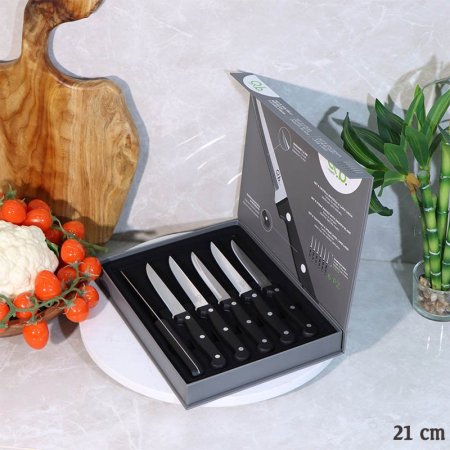 طقم سكينة فواكة /6 ستانلس 21سم يد عظم اسود  ع.كرتون A107/1 =ع3