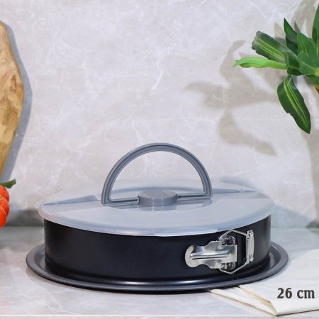 قالب تشيز كيك كبس ستانلس سكني مدور 26سم غطا بلاستك A107/5 =ع3