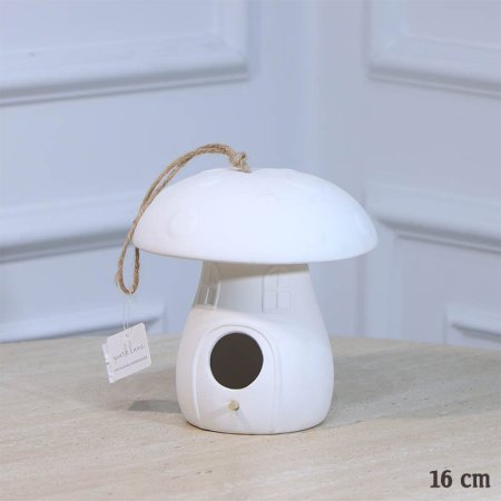 تحفة وتعليقة شكل فطر 16سم جبص ابيض A107/9 =ع3