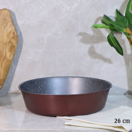 صينية فرن مدور 26سم جرانيت خمري وجه سكني A107/13 =ع3