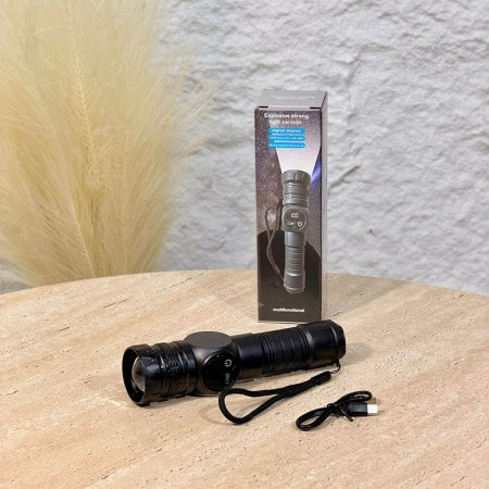 كشاف يد حديد اسود ثقيل A104/5 مع اضاءة جانبية بطارية شحن =WW