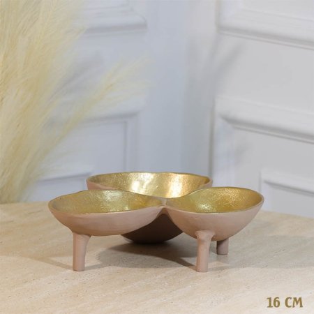 صحن مكسرات 3 عين مدور 16سم موكا BRG-25937 نحاس هندي %ه11