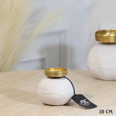 شمعدان شمع مكعبل 10سم ابيض WTG-26050A نحاس هندي %ه11