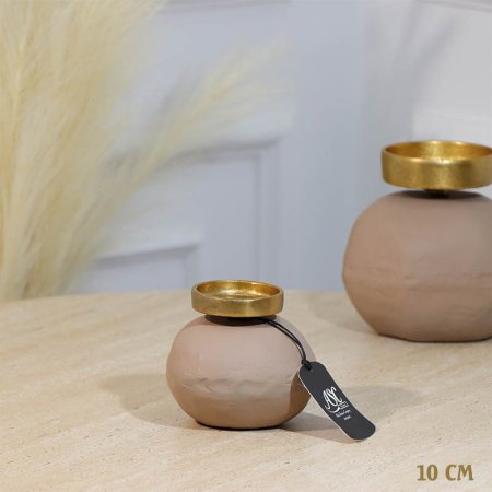 شمعدان شمع مكعبل 10سم موكا BRG-26050A نحاس هندي %ه11