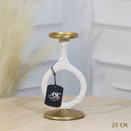 شمعدان شمع حلقات 25سم ابيض WTG-24981A نحاس هندي %ه11