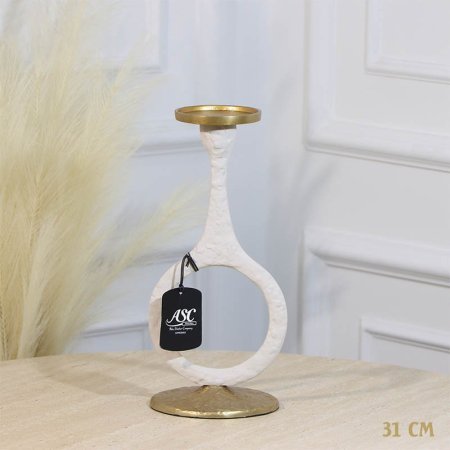 شمعدان شمع حلقات 31سم ابيض WTG-24981B نحاس هندي %ه11