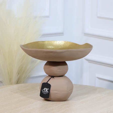 جاط فواكة مدور30سم موكا قاعدة طابة BRG-26049A كبير نحاس هندي %ه11