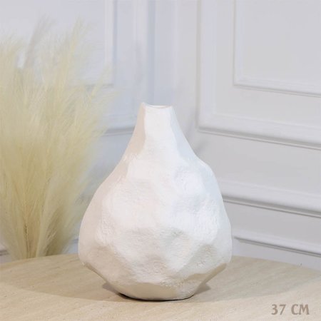 تحفة فازة 37سم شكل بركان ابيض WT-25042A نحاس هندي %ه11