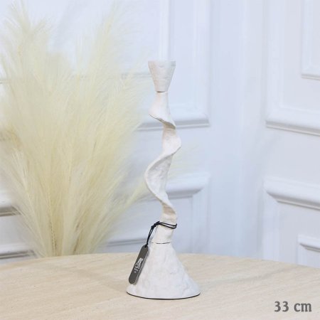 شمعدان شمع 33سم لف قاعدة طويل ابيض WT-25895A نحاس هندي %ه11