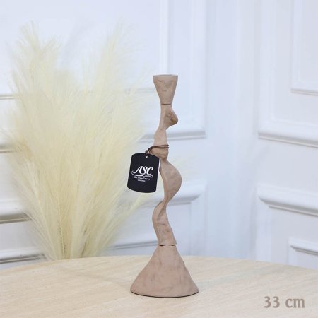 شمعدان شمع 33سم لف قاعدة طويل موكا BR-25895A نحاس هندي %ه11