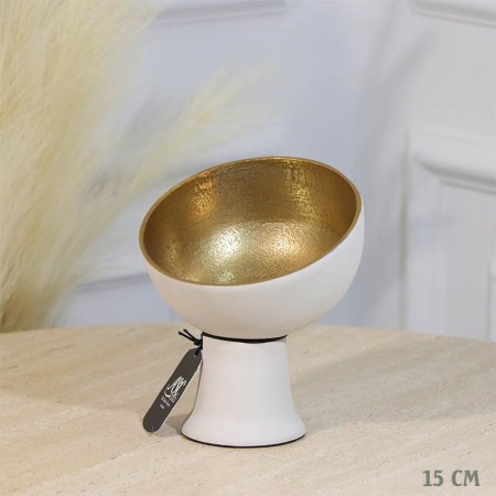 جاط فواكة مدور نصف طابة 15سم ابيض WTG-25810A بقاعدة نحاس هندي %ه11