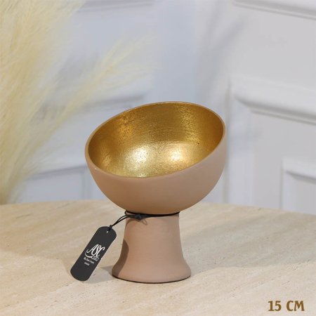 جاط فواكة مدور نصف طابة 15سم موكا BRG-25810A بقاعدة نحاس هندي %ه11