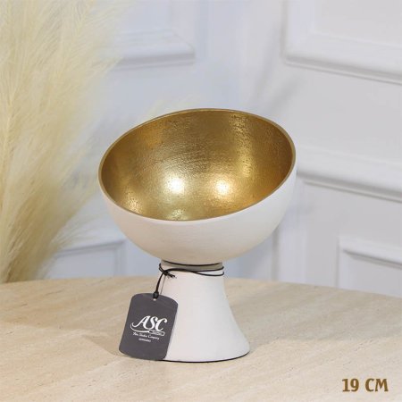 جاط فواكة مدور نصف طابة 19سم ابيض WTG-25810B بقاعدة نحاس هندي %ه11