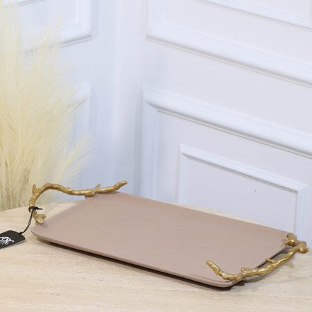 صينية مستطيل 40*25سم موكا BRG-26130B بيدين جذع شجرة نحاس هندي %ه11