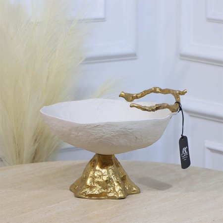 جاط فواكة مدور27سم ابيض WTG-26132B اطار جذع شجرة نحاس هندي %ه11