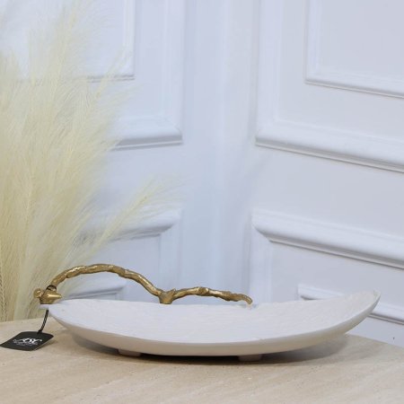 جاط فواكة بيضاوي 42*23سم ابيض WTG-26133C جذع شجرة نحاس هندي %ه11