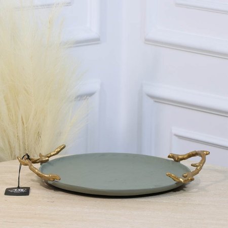 صينية مدور 31سم بستاشيو GRG-26131B بيدين جذع شجرة نحاس هندي %ه11