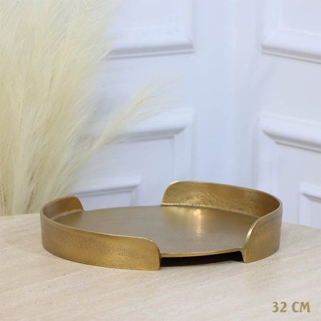 صينية مدور 32سم ذهبي حيف عالي GD-25156 نحاس هندي %ه11