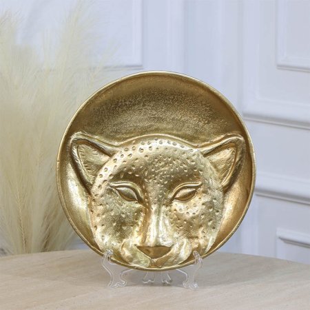 جاط فواكة مدور 31سم ذهبي GD-25384 مرسم نمر نحاس هندي %ه11