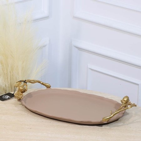 صينية بيضاوي 40*25سم موكاBRG-25744B بيدين جذع شجرة نحاس هندي %ه11